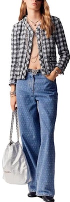 (Women) CHANEL SS23 Tweed Checkered Single-Breasted Jacket Black White. P74461-V66061-NM467 Lookbook (Women) CHANEL SS23 Tweed Checkered Single-Breasted Jacket Black White. P74461-V66061-NM467