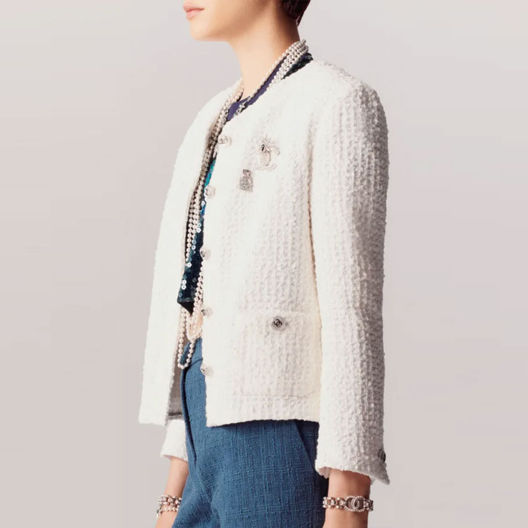 (Women) Chanel SS23 White Button-Up Long-Sleeve Casual Jacket Spring Summer P74453-V66060-00100 圖 3