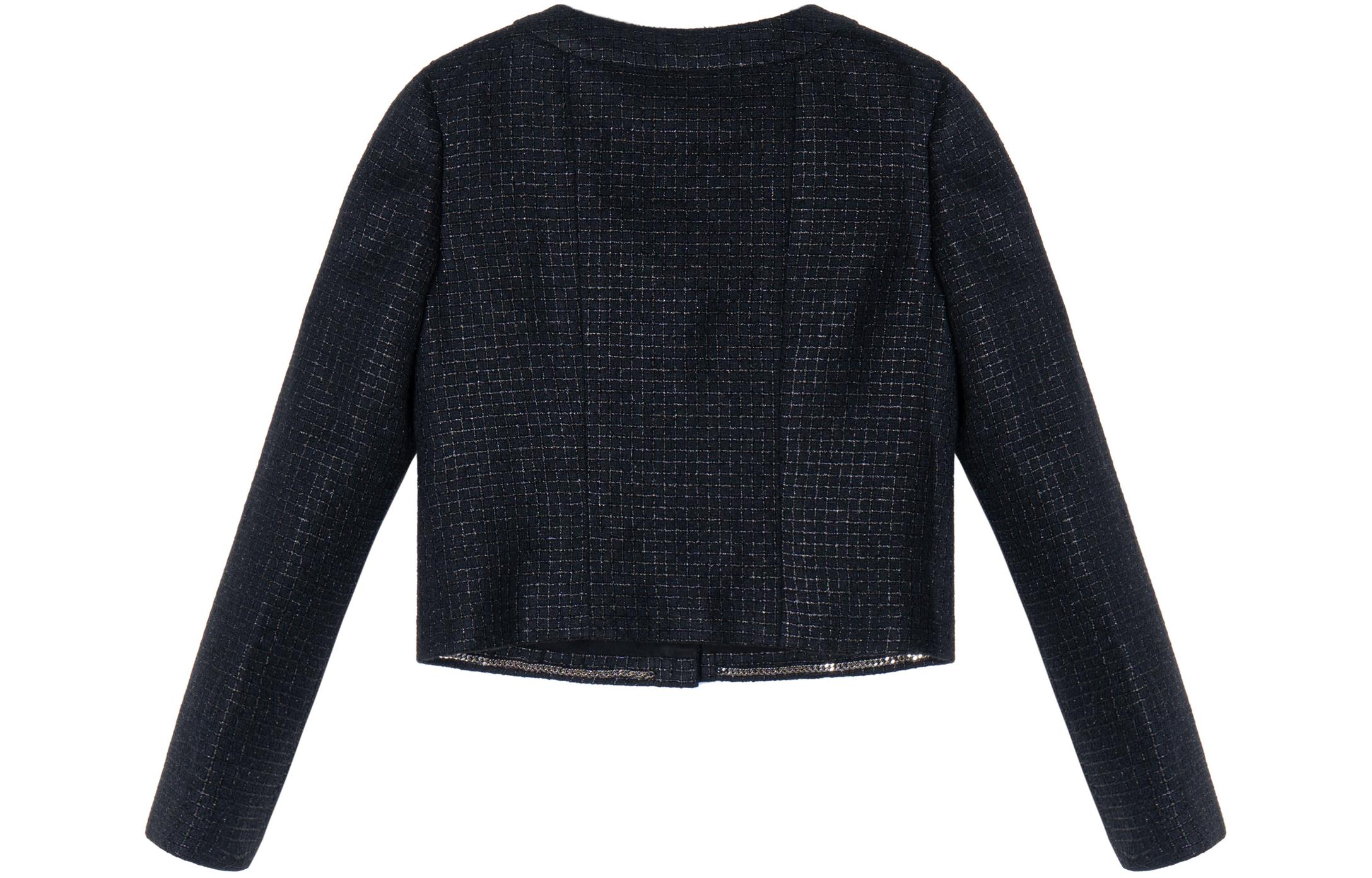 Lookbook (W) CHANEL SS24 Jaket Hitam Plaid Lengan Panjang dengan Trim Garis. P76730-V61458-94305