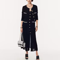 Shop (W) CHANEL SS24 Jaket Hitam Berpetak Lengan Panjang dengan Jalur Trim. P76730-V61458-94305