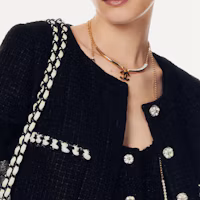 Purchase (W) CHANEL SS24 Jaket Hitam Berpetak Lengan Panjang dengan Jalur Trim. P76730-V61458-94305
