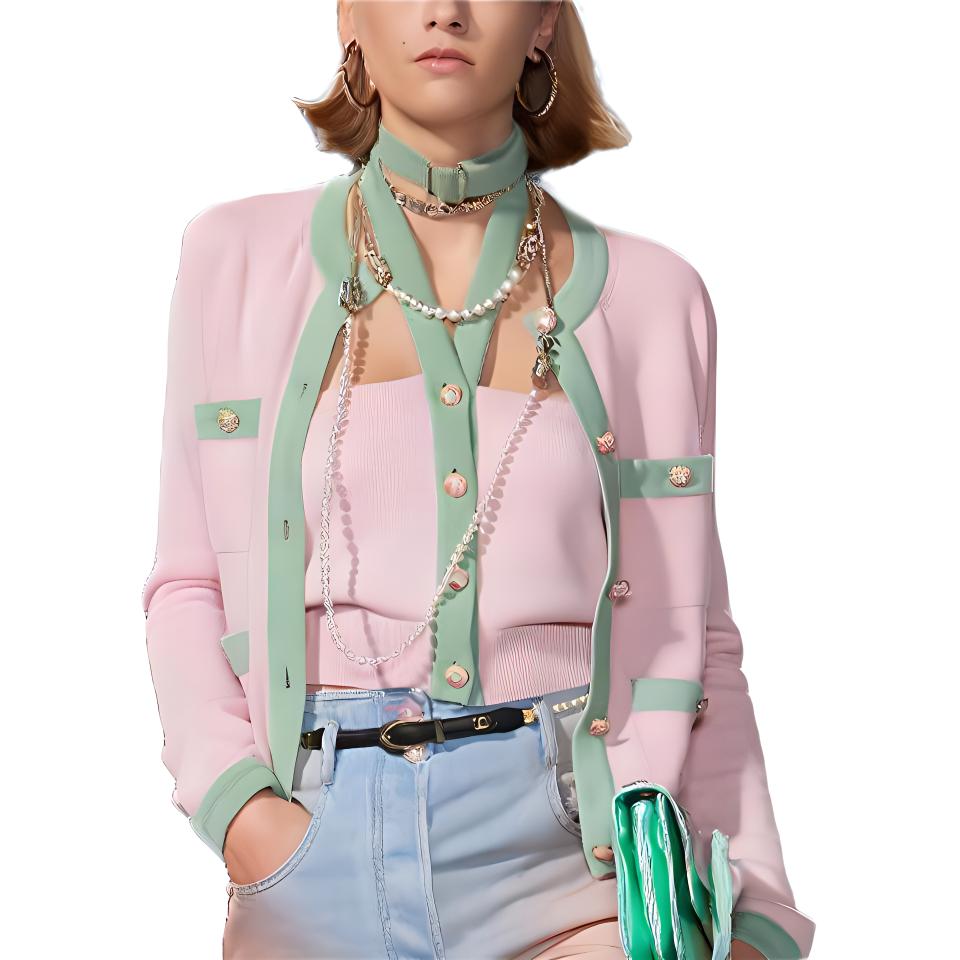 (Women) CHANEL SS24  Casual Round Neck Cashmere Sweater Light Pink with Hanger P76463-K10983-NU526