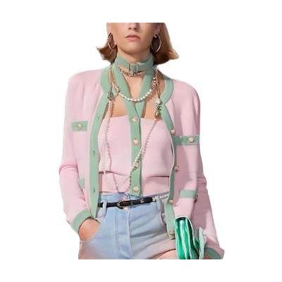 (Women) CHANEL SS24 Casual Round Neck Cashmere Sweater Light Pink with Hanger P76463-K10983-NU526