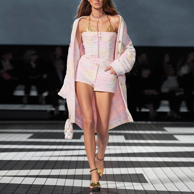 (Women) CHANEL SS24  Floral Print Long Jacket with Letter Pattern Buttons. P76296-V68251-NS965 圖 4