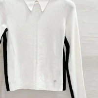 Lookbook (Women) CHANEL SS24 Knit Sweater White - Colorblock Stripe Logo Embossed Design P74529-K10910-NR541