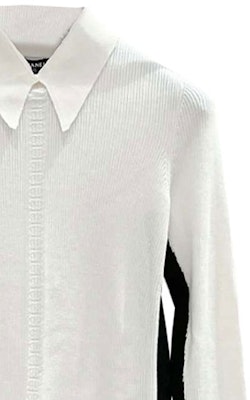 (Women) CHANEL SS24 Knit Sweater White - Colorblock Stripe Logo Embossed Design P74529-K10910-NR541 Purchase (Women) CHANEL SS24 Knit Sweater White - Colorblock Stripe Logo Embossed Design P74529-K10910-NR541