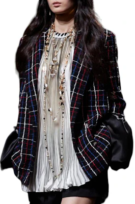 (W) CHAQUETA DE MANGA LARGA CHANEL SS24 CUADROS MULTICOLOR CON CUELLO. P77209-V68829-NW498 Lookbook (W) CHAQUETA DE MANGA LARGA CHANEL SS24 CUADROS MULTICOLOR CON CUELLO. P77209-V68829-NW498