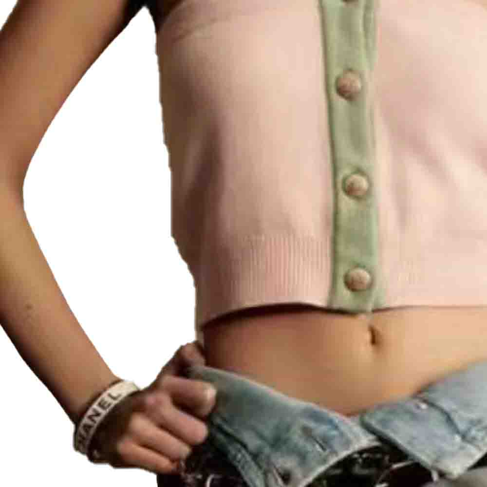 Purchase (W) シャネル SS24 ピンク ノースリーブ ニットトップ ボタンディテール付き. P76461-K10983-NU526