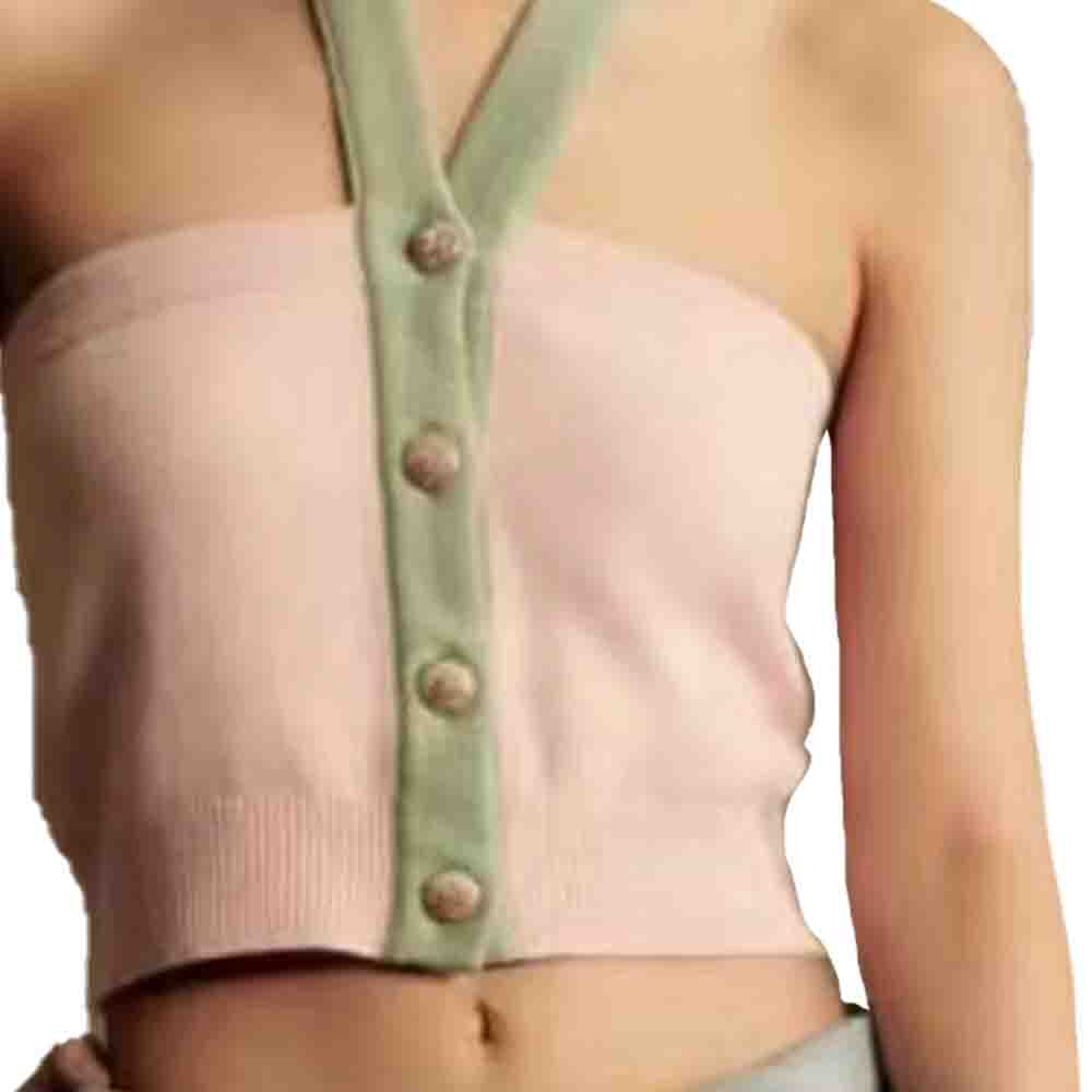 Details for (W) シャネル SS24 ピンク ノースリーブ ニットトップ ボタンディテール付き. P76461-K10983-NU526