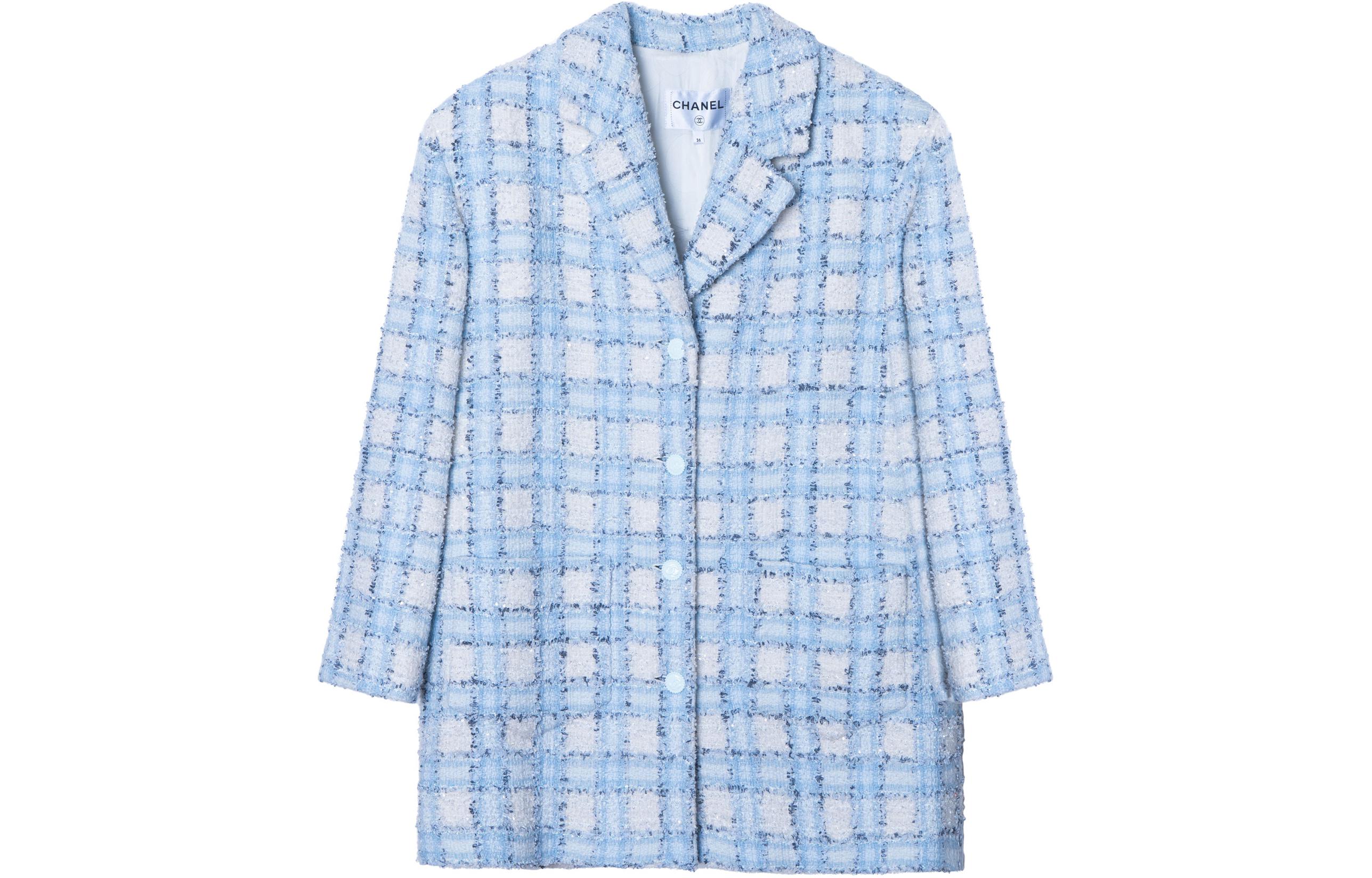 Order (Women) Chanel SS24 Blue Patch Pocket Plaid Button-Up Jacket P73383-V64905-NJ572