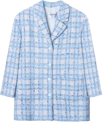 (Women) Chanel SS24 Blue Patch Pocket Plaid Button-Up Jacket P73383-V64905-NJ572 Order (Women) Chanel SS24 Blue Patch Pocket Plaid Button-Up Jacket P73383-V64905-NJ572