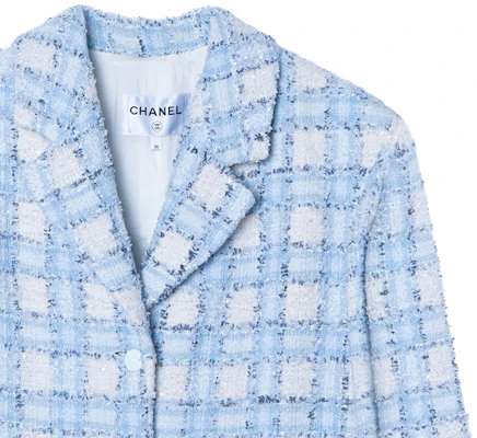 (Women) Chanel SS24 Blue Patch Pocket Plaid Button-Up Jacket P73383-V64905-NJ572 Sizing (Women) Chanel SS24 Blue Patch Pocket Plaid Button-Up Jacket P73383-V64905-NJ572