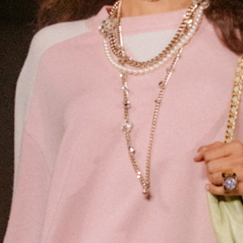 Purchase (W) CHANEL SS24 粉色條紋圓領長袖休閒連衣裙 女裝款式 P76434-K10983-NT056