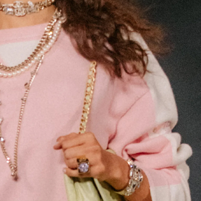 Details for (W) CHANEL SS24 粉色條紋圓領長袖休閒連衣裙 女裝款式 P76434-K10983-NT056