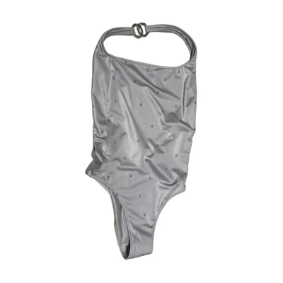 (Women) CHANEL SS24 Polka Dot Silver Triangle One-Piece Swimsuit for Women. P76192-V67966-NS829