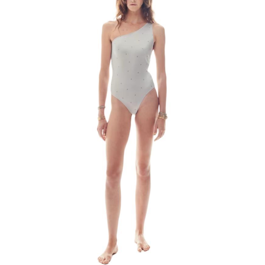 Lookbook (W) シャネル SS24 ポルカドット シルバー 三角 ワンピース 水着 レディース. P76192-V67966-NS829