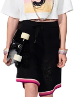 (Women) CHANEL SS24 Striped Mid-Waist Casual Shorts Black P76544-K11011-NT545 (Women) CHANEL SS24 Striped Mid-Waist Casual Shorts Black P76544-K11011-NT545