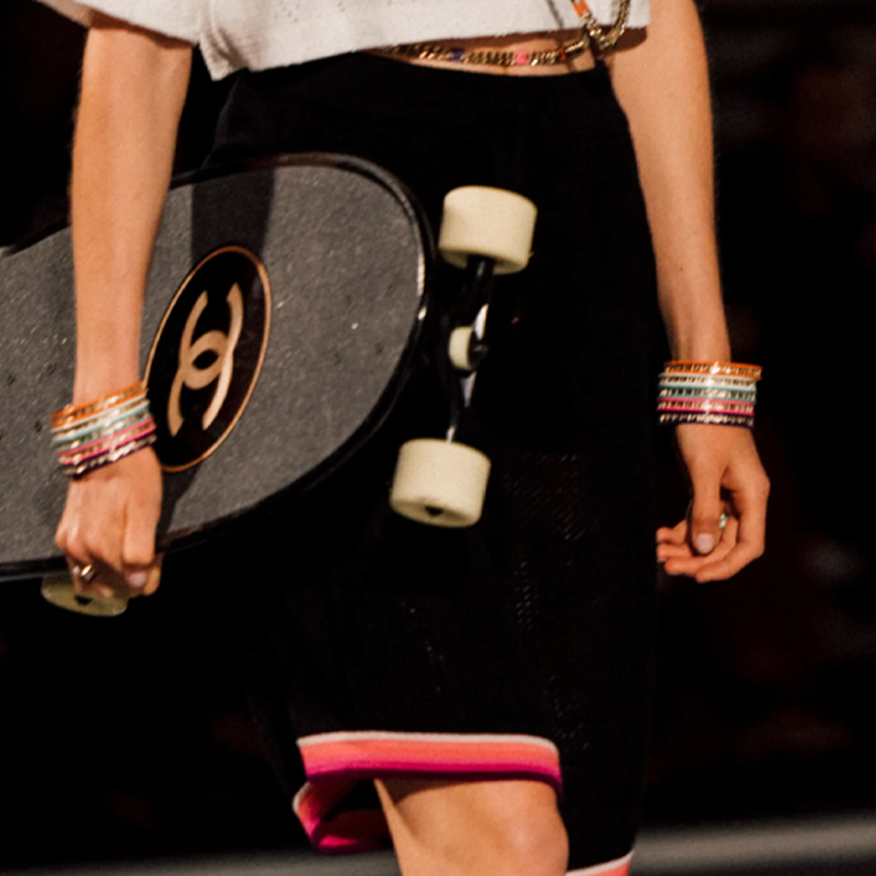 Lookbook (W) シャネル SS24 ストライプ ミッドウエスト カジュアルショーツ ブラック P76544-K11011-NT545