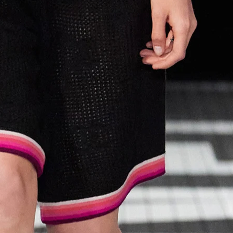 Sizing (W) シャネル SS24 ストライプ ミッドウエスト カジュアルショーツ ブラック P76544-K11011-NT545