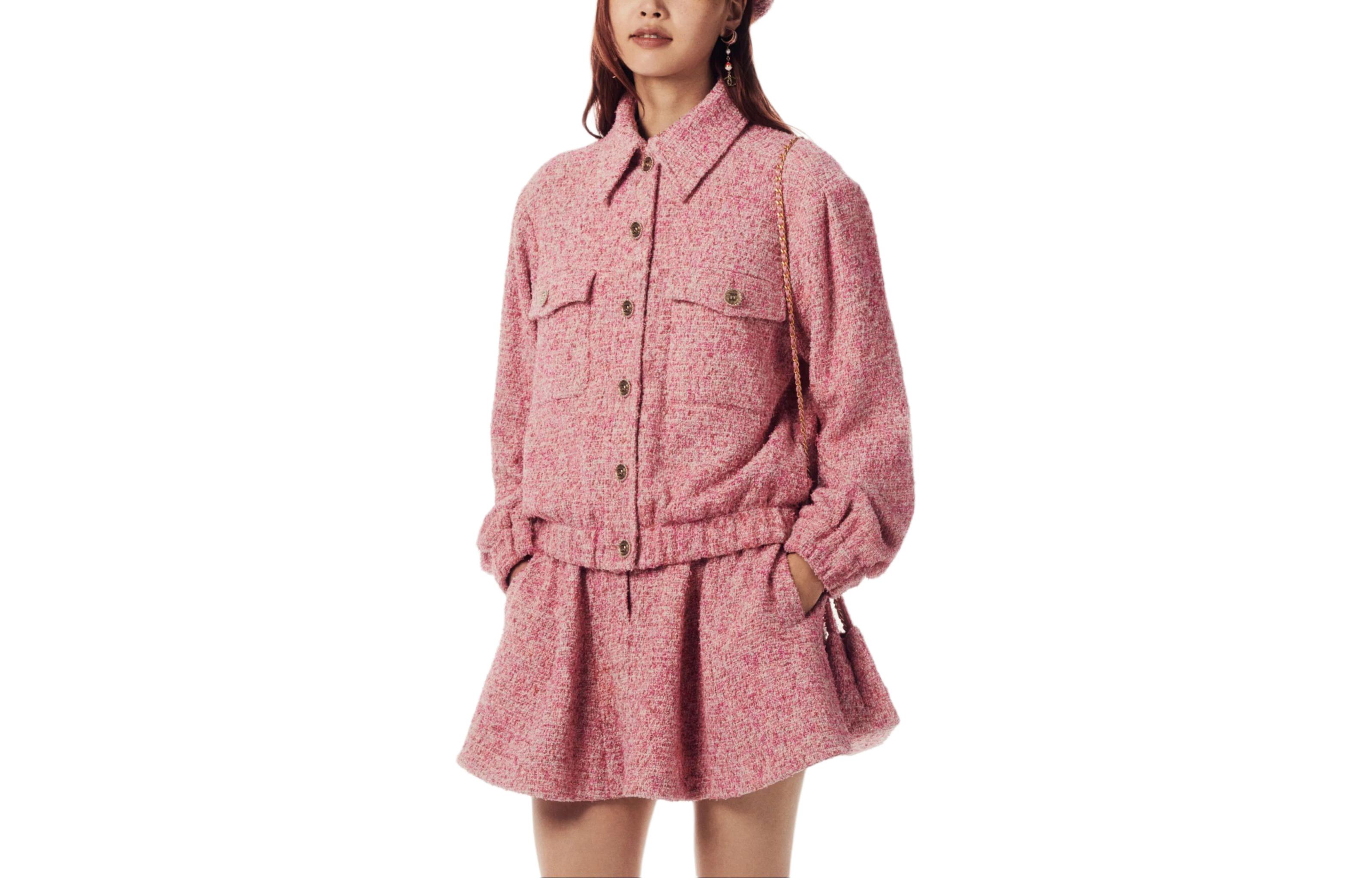 (Women) CHANEL SS24 Striped Pink Mid-Rise A-Line Casual Skirt for Women. P76696-V68544-NU892