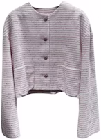 (Women) CHANEL SS24 Striped Single-Breasted Round Neck Long Sleeve Pink Jacket Women P76335-V68174-NT048 (Women) CHANEL SS24 Striped Single-Breasted Round Neck Long Sleeve Pink Jacket Women P76335-V68174-NT048