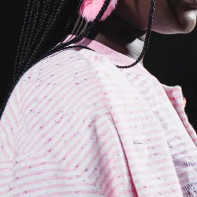 (Women) CHANEL SS24 Striped Single-Breasted Round Neck Long Sleeve Pink Jacket Women P76335-V68174-NT048 Details for (Women) CHANEL SS24 Striped Single-Breasted Round Neck Long Sleeve Pink Jacket Women P76335-V68174-NT048