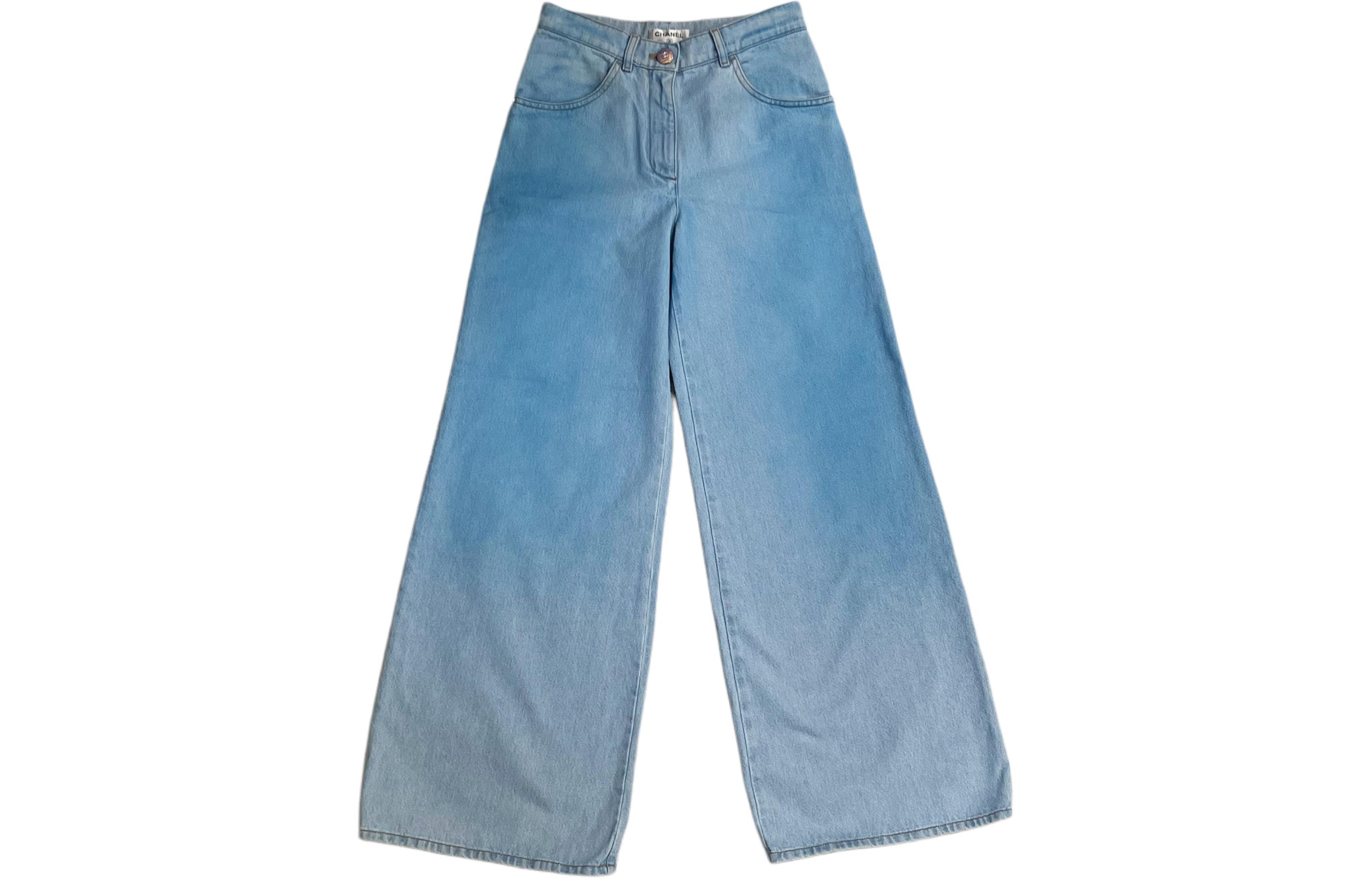 Order (W) CHANEL SS24 Jeans Anchos Mujer Tie-Dye Cintura Alta Azul Lavado. P76361-V68290-NT300