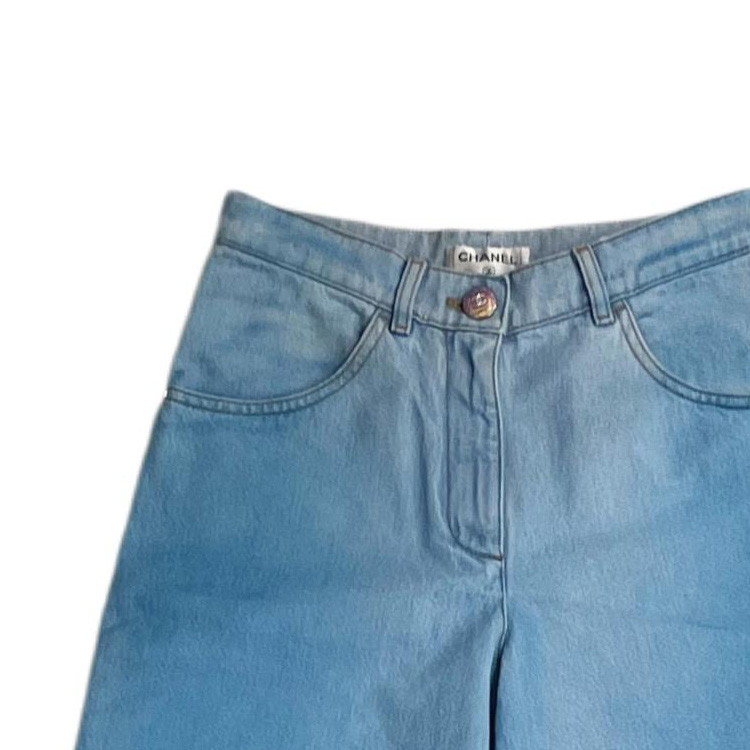 Sizing (W) CHANEL SS24 Jeans Anchos Mujer Tie-Dye Cintura Alta Azul Lavado. P76361-V68290-NT300