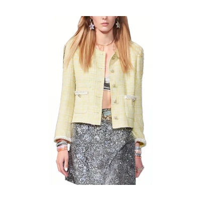 (Women) CHANEL SS24 Tweed Single-Breasted Long-Sleeve Jacket Yellow for Women P76339-V68243-NT160