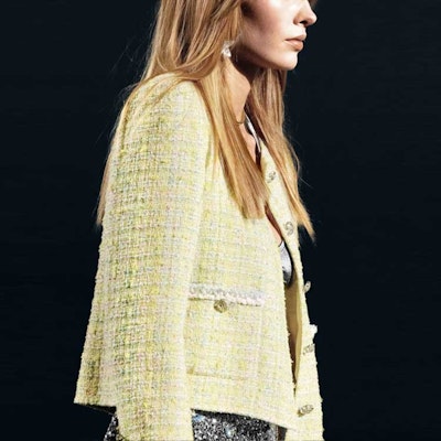 (Women) CHANEL SS24 Tweed Single-Breasted Long-Sleeve Jacket Yellow for Women P76339-V68243-NT160 Purchase (Women) CHANEL SS24 Tweed Single-Breasted Long-Sleeve Jacket Yellow for Women P76339-V68243-NT160