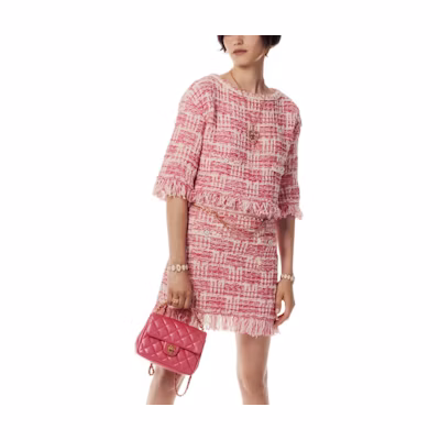 (Women) CHANEL SS25 Colorblock A-Line Mid-Waist Casual Skirt Women’s Pink. P77006K-11117-NW377