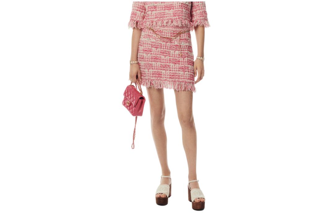 Order (W) Falda Casual CHANEL SS25 Rosa Colorblock Corte A-Línea Talle Medio Mujer. P77006K-11117-NW377