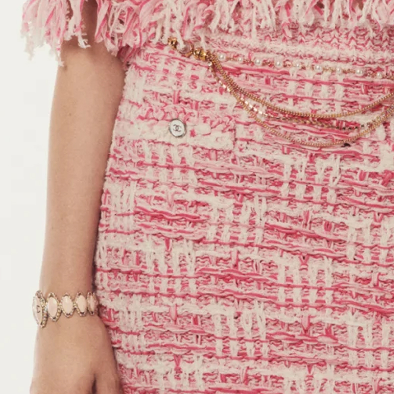 Shop (W) Falda Casual CHANEL SS25 Rosa Colorblock Corte A-Línea Talle Medio Mujer. P77006K-11117-NW377