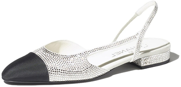 (W) Chanel Slingbacks 20mm Plata Negro con Strass y Grosgrain G31319-Y56637-K5973 Buy (W) Chanel Slingbacks 20mm Plata Negro con Strass y Grosgrain G31319-Y56637-K5973