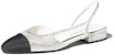 (W) Chanel Strass 20mm Slingbacks Perak Hitam Grosgrain G31319-Y56637-K5973