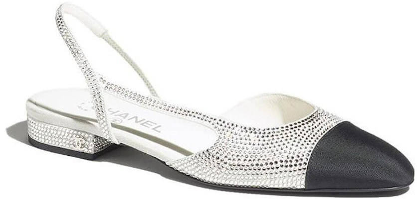 (W) Chanel Strass 20mm Slingbacks Silber Schwarz Grosgrain G31319-Y56637-K5973 Order (W) Chanel Strass 20mm Slingbacks Silber Schwarz Grosgrain G31319-Y56637-K5973