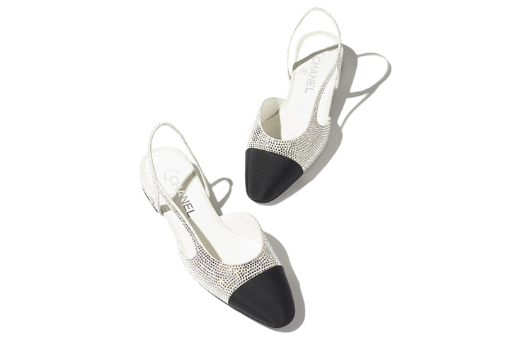 Lookbook (W) 香奈儿20mm水钻银黑色粗花呢浅口鞋 G31319-Y56637-K5973