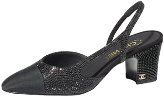 (Women) Chanel Strass 65mm Slingbacks Black Grosgrain G31318-Y56641-94305 (Women) Chanel Strass 65mm Slingbacks Black Grosgrain G31318-Y56641-94305
