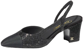 (Women) Chanel Strass 65mm Slingbacks Black Grosgrain G31318-Y56641-94305 (Women) Chanel Strass 65mm Slingbacks Black Grosgrain G31318-Y56641-94305