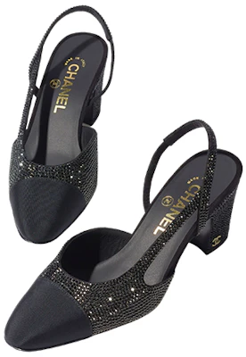 (W) Chanel Strass 65mm Slingbacks Schwarz Grosgrain G31318-Y56641-94305 Lookbook (W) Chanel Strass 65mm Slingbacks Schwarz Grosgrain G31318-Y56641-94305