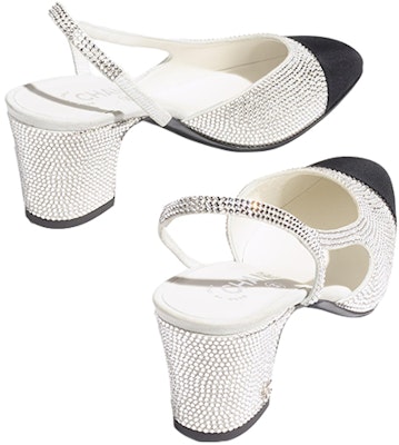 (W) Chanel Strass Slingbacks Plateados y Negros de 65mm en Grosgrain G31318-Y56637-K5973 Purchase (W) Chanel Strass Slingbacks Plateados y Negros de 65mm en Grosgrain G31318-Y56637-K5973