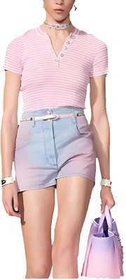 (Women) CHANEL Striped Button Pullover Short Sleeve Pink T-Shirt Women SS24 Collection. P76521-K10998-NT454 Buy (Women) CHANEL Striped Button Pullover Short Sleeve Pink T-Shirt Women SS24 Collection. P76521-K10998-NT454