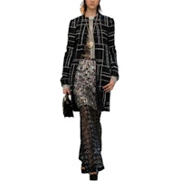 (Women) CHANEL Striped Round-Neck Long-Sleeve Coat Black - Spring Summer 2023. P75160-V66696-M9999 (Women) CHANEL Striped Round-Neck Long-Sleeve Coat Black - Spring Summer 2023. P75160-V66696-M9999