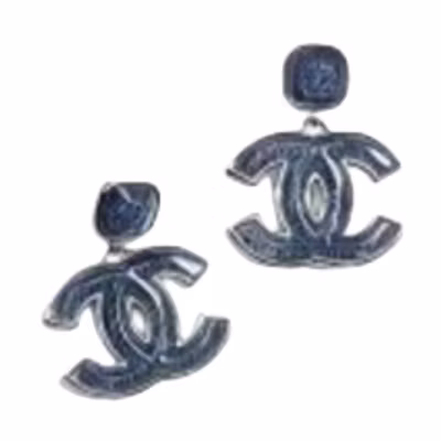 (Women) CHANEL Stylish Double C 3D Pendant Earrings for Women - Blue. AB-24B-0032