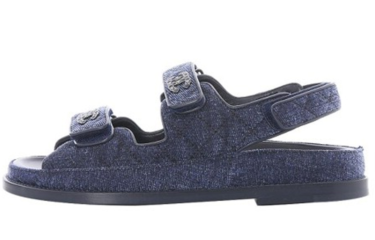 (Women) Chanel Suede and Leather Sandals 'Dark Blue' G35927-X56243-0L122