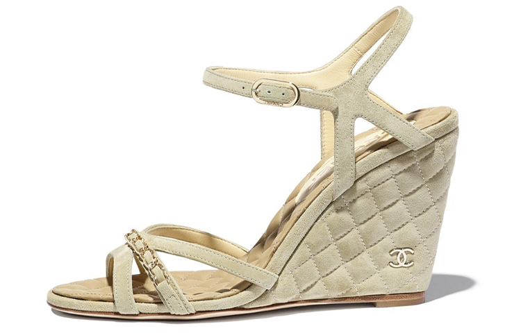 (W) Chanel Suede Calfskin Sandals 'Beige'