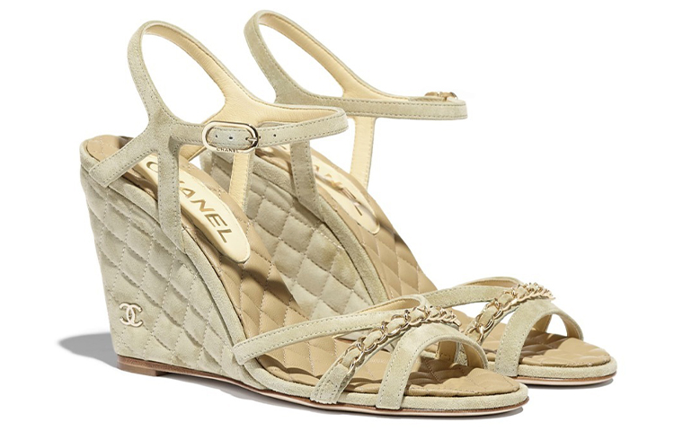 (W) Chanel Suede Calfskin Sandals 'Beige' 圖 3