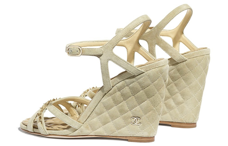 (W) Chanel Suede Calfskin Sandals 'Beige' 圖 4