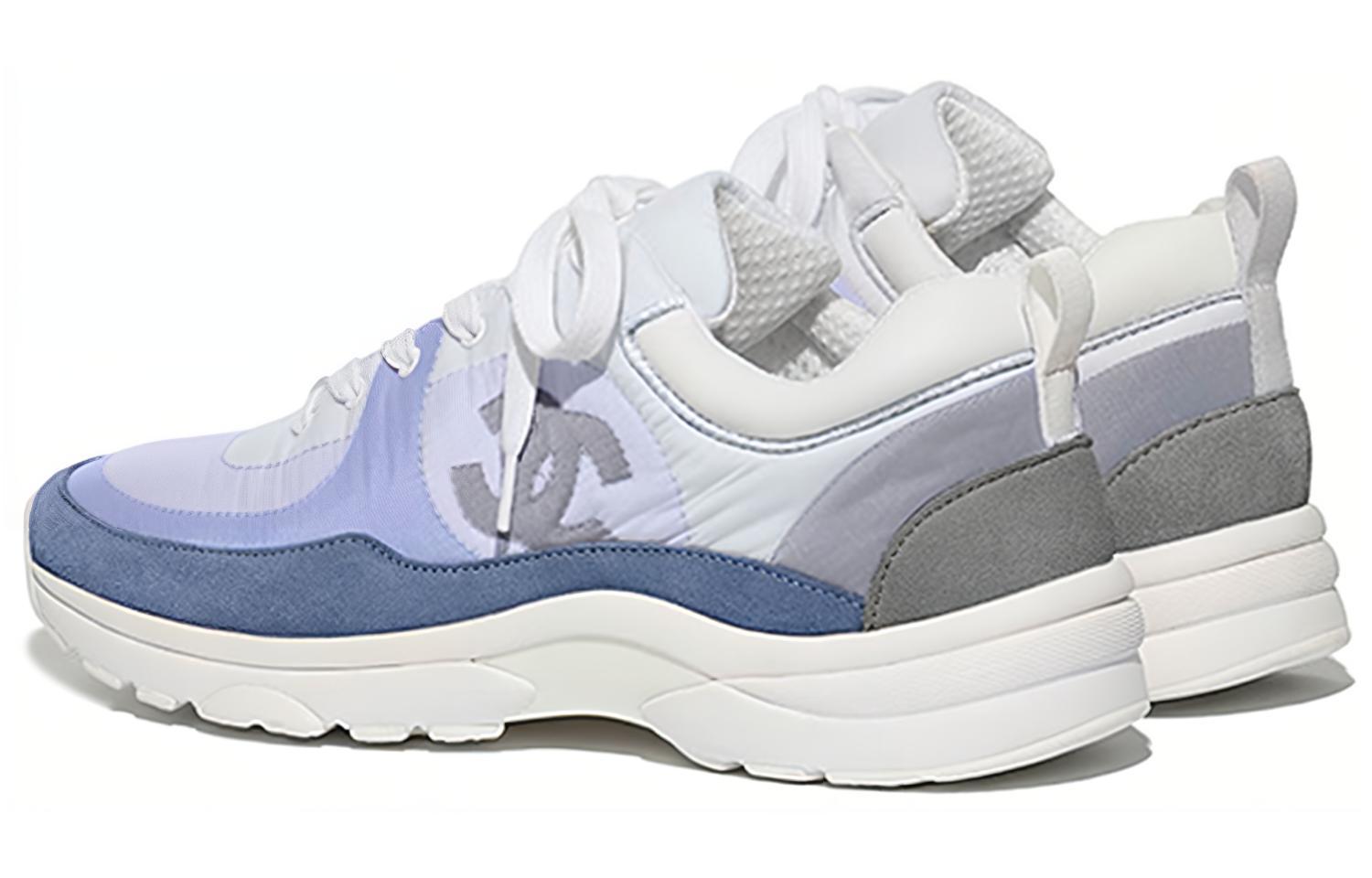 Shop (W) Chanel Suede Calfskin Sneaker 'Biru Langit' G37136-Y55131-0K117