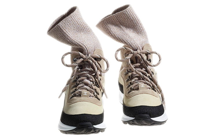 (W) Chanel Suede Effect Calfskin Knit Sneaker 'Pink Black' 圖 3